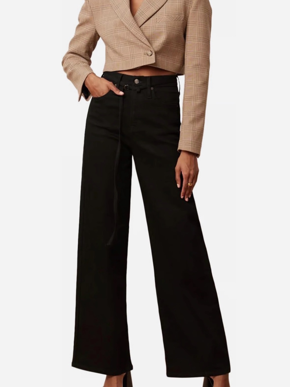 NWT High-Waist Wide-Leg Black Jeans from the brand Yoga Jeans.